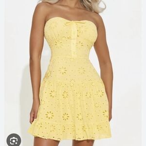 Fashion Nova M. N.W.O.T. Strapless Eyelet Mini  Dress